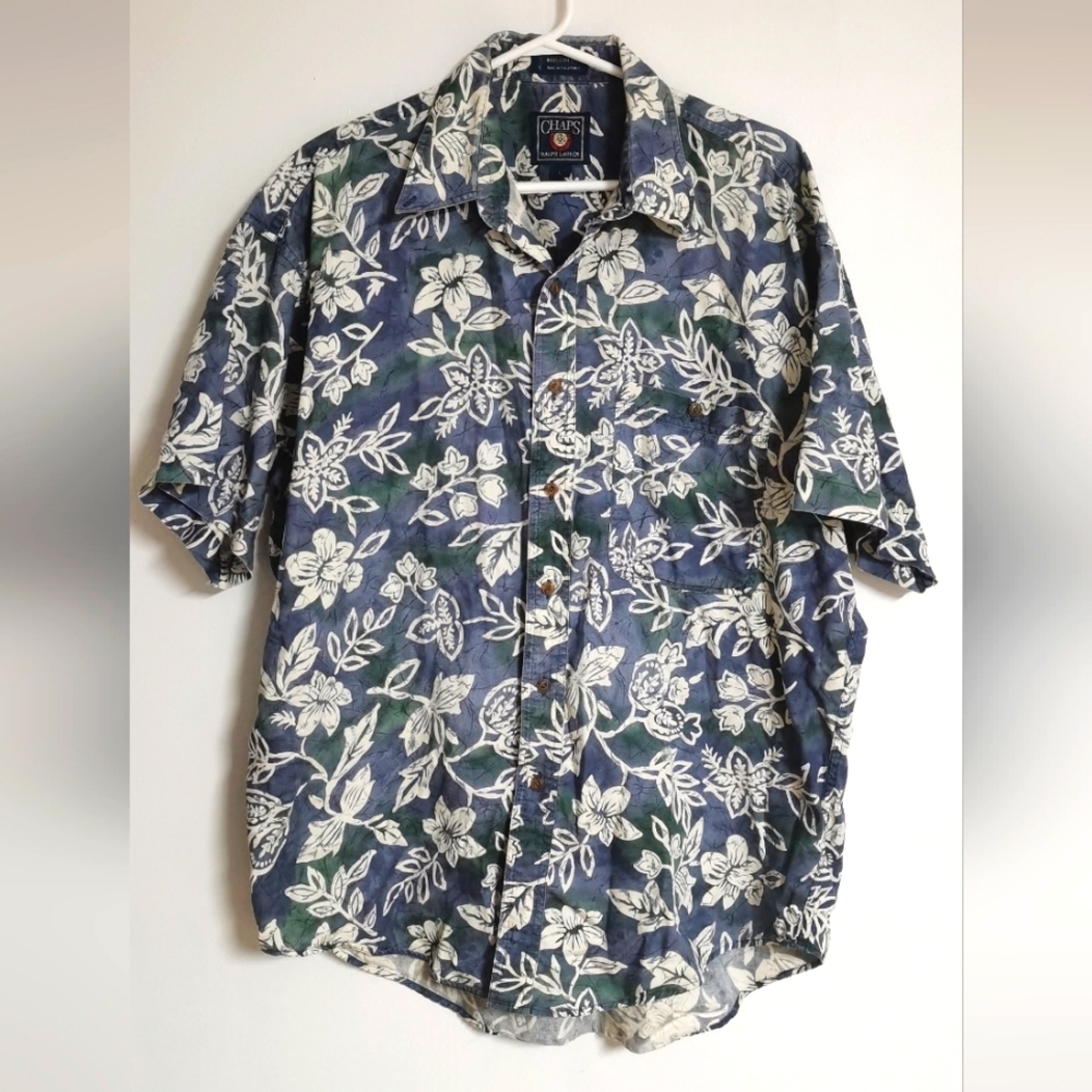 VTG Polo Ralph Lauren Chaps Men's Floral Button Up Hawaiian Shirt Size L
